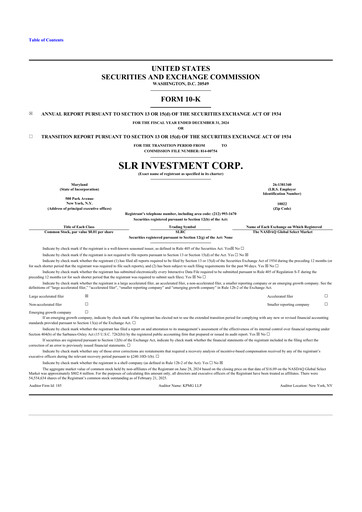 Thumbnail SLR Investment 10-K Annual Report 2024