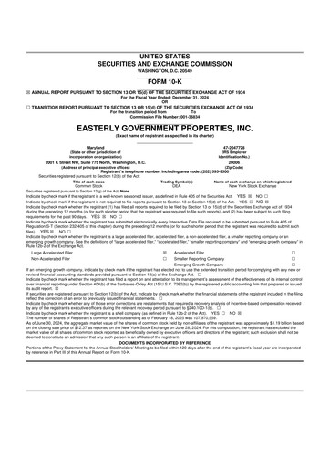 Vorschaubild Easterly Government Properties 10-K Jahresbericht 2024