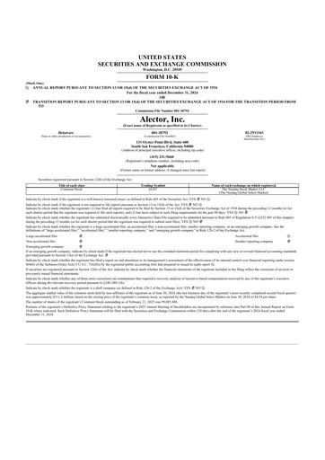 Vorschaubild Alector
 10-K Jahresbericht 2024