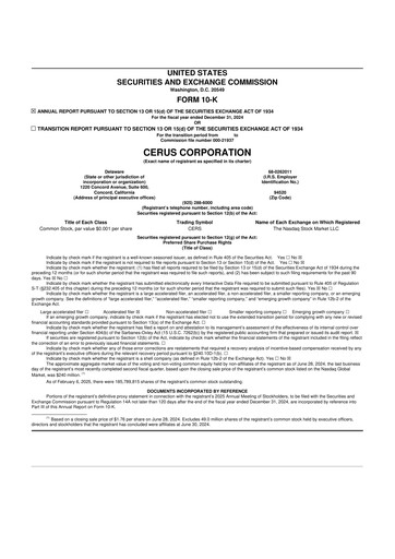 Thumbnail Cerus Corporation 10-K Annual Report 2024