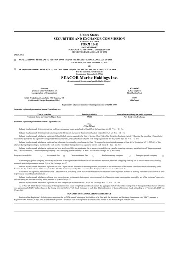 Thumbnail SEACOR Marine 10-K Annual Report 2024