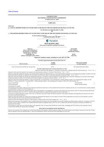 Thumbnail Nuvalent 10-K Annual Report 2024