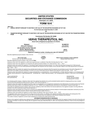 Thumbnail Verve Therapeutics 10-K Annual Report 2024