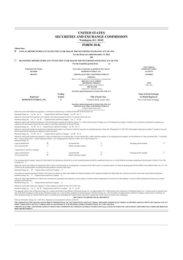 Thumbnail Dominion Energy 10-K Annual Report 