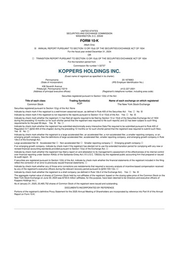 Vorschaubild Koppers Holdings 10-K Jahresbericht 2024