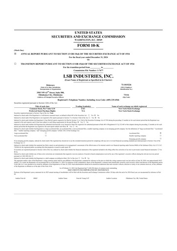 Thumbnail LSB Industries 10-K Annual Report 2024