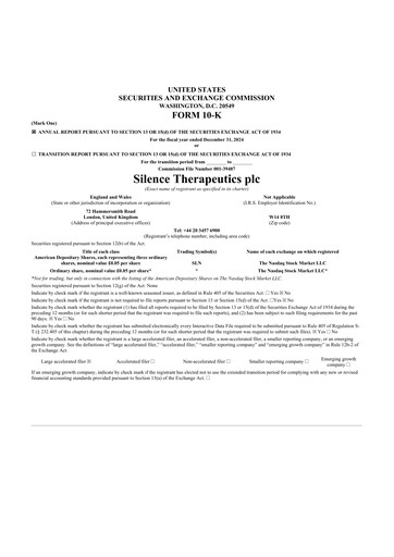 Thumbnail Silence Therapeutics 10-K Annual Report 2024