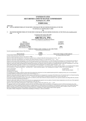 Thumbnail Arcellx 10-K Annual Report 2024