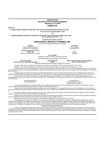 Vorschaubild Bain Capital Specialty Finance
 10-K Jahresbericht 2024