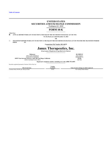 Miniature Janux Therapeutics 10-K Rapport annuel 2024