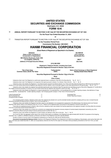 Vorschaubild Hanmi Financial 10-K Jahresbericht 2024