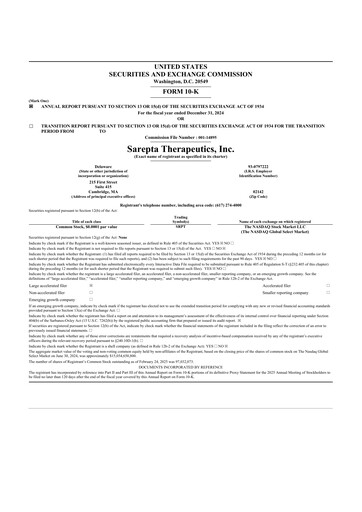 Thumbnail Sarepta Therapeutics
 10-K Annual Report 2024