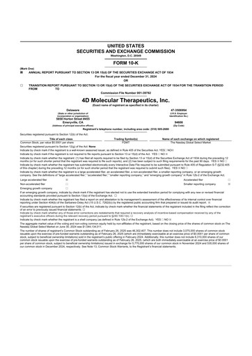 Thumbnail 4D Molecular Therapeutics 10-K Annual Report 2024