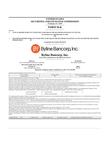 Vorschaubild Byline Bancorp 10-K Jahresbericht 2024