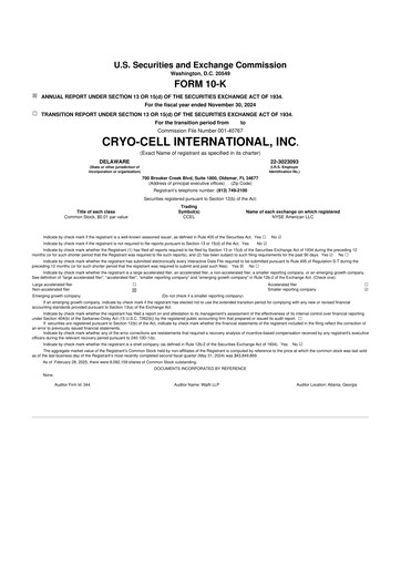 Thumbnail Cryo-Cell International 10-K Annual Report 2024