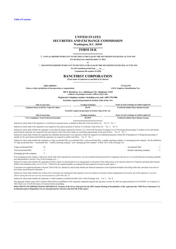 Thumbnail BancFirst 10-K Annual Report 2024