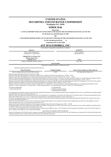 Thumbnail AST SpaceMobile 10-K Annual Report 2024