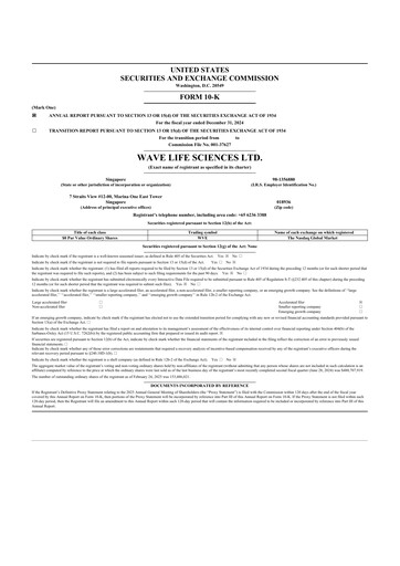 Vorschaubild Wave Life Sciences 10-K Jahresbericht 2024