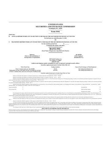 Thumbnail Dave Inc. 10-K Annual Report 2024