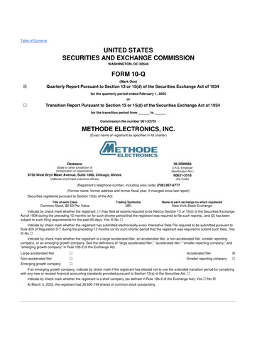 Thumbnail Methode Electronics
 10-Q Quarterly Report FY2025 