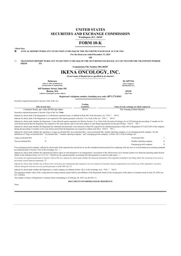 Miniature Ikena Oncology 10-K Rapport annuel 2024