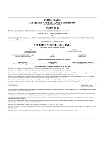 Thumbnail Myers Industries 10-K Annual Report 2024