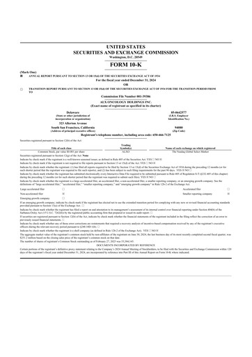 Thumbnail ALX Oncology 10-K Annual Report 2024