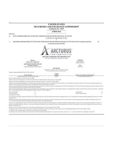 Thumbnail Arcturus Therapeutics
 10-K Annual Report 2024