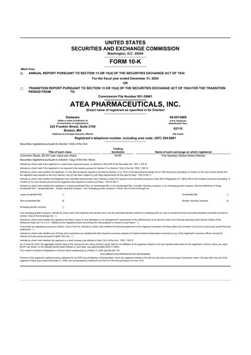Thumbnail Atea Pharmaceuticals 10-K Annual Report 2024