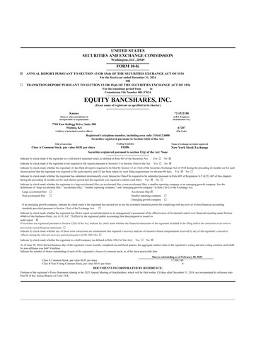 Thumbnail Equity Bancshares 10-K Annual Report 2024