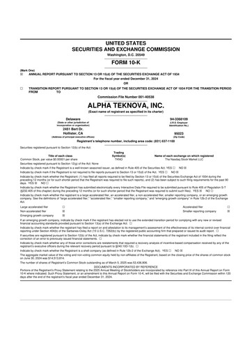 Thumbnail Alpha Teknova 10-K Annual Report 2024