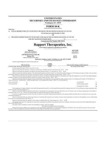 Vorschaubild Rapport Therapeutics 10-K Jahresbericht 2024