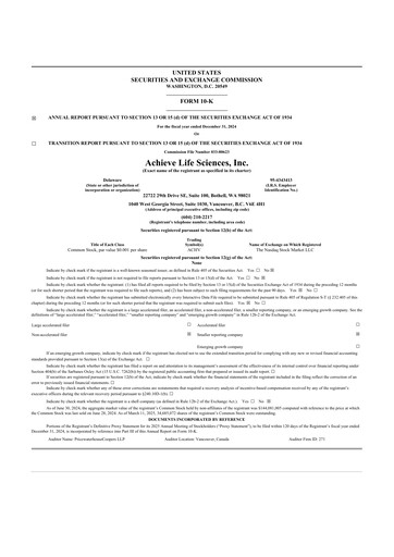 Thumbnail Achieve Life Sciences
 10-K Annual Report 2024