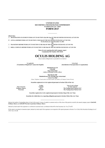 Thumbnail Oculis Holding AG 20-F Annual Report 2024