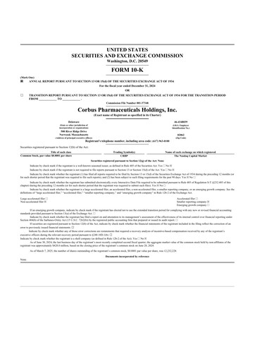 Thumbnail Corbus Pharmaceuticals
 10-K Annual Report 2024