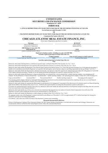Thumbnail Chicago Atlantic Real Estate Finance 10-K Annual Report 2024