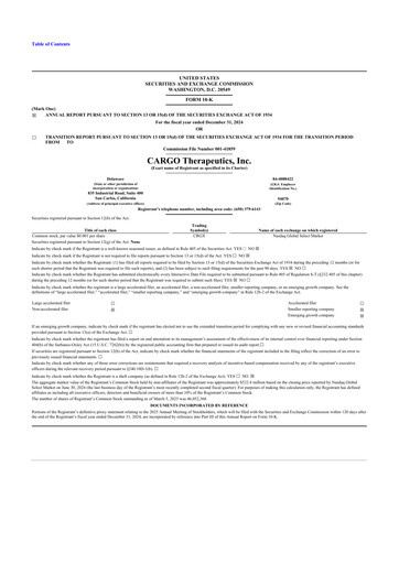Thumbnail CARGO Therapeutics 10-K Annual Report 2024