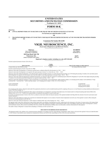 Thumbnail Vigil Neuroscience 10-K Annual Report 2024