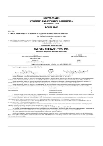 Thumbnail Enliven Therapeutics 10-K Annual Report 2024