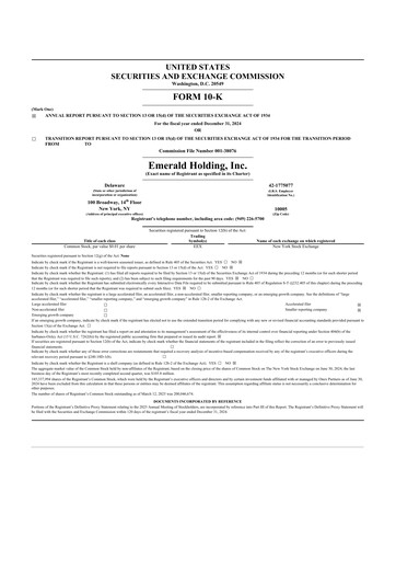 Vorschaubild Emerald Holding 10-K Jahresbericht 2024