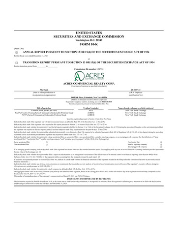 Thumbnail ACRES Commercial Realty 10-K Annual Report 2024