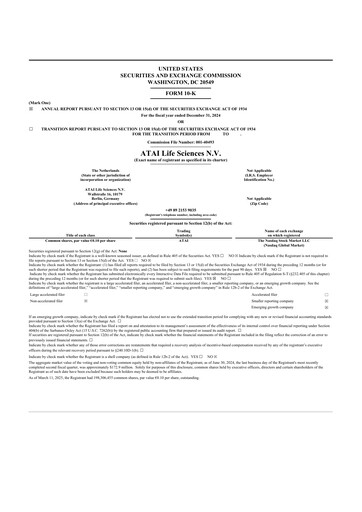 Thumbnail atai Life Sciences 10-K Annual Report 2024