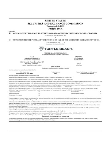 Thumbnail Turtle Beach Corp
 10-K Annual Report 2024