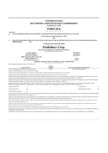 Miniature ProKidney 10-K Rapport annuel 2024