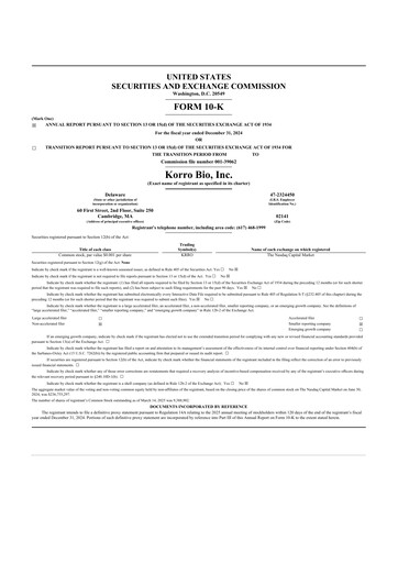 Vorschaubild Korro Bio 10-K Jahresbericht 2024