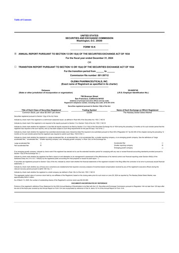 Vorschaubild Olema Pharmaceuticals 10-K Jahresbericht 2024