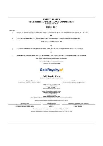 Thumbnail Gold Royalty Corp 20-F Annual Report 2024