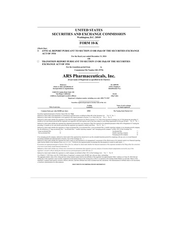 Miniature ARS Pharmaceuticals 10-K Rapport annuel 2024