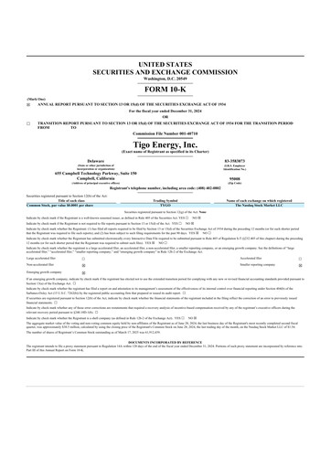 Vorschaubild Tigo Energy 10-K Jahresbericht 2024