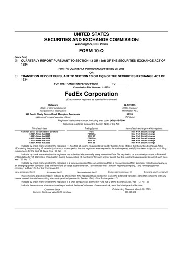 Thumbnail FedEx 10-Q Quarterly Report FY2025 